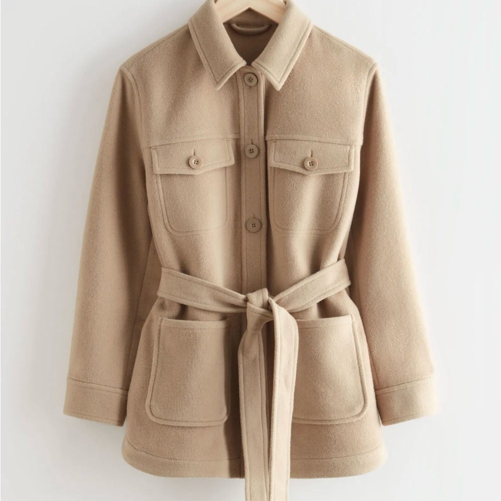 & Other Stories Wool Belted Overshirt Jacket